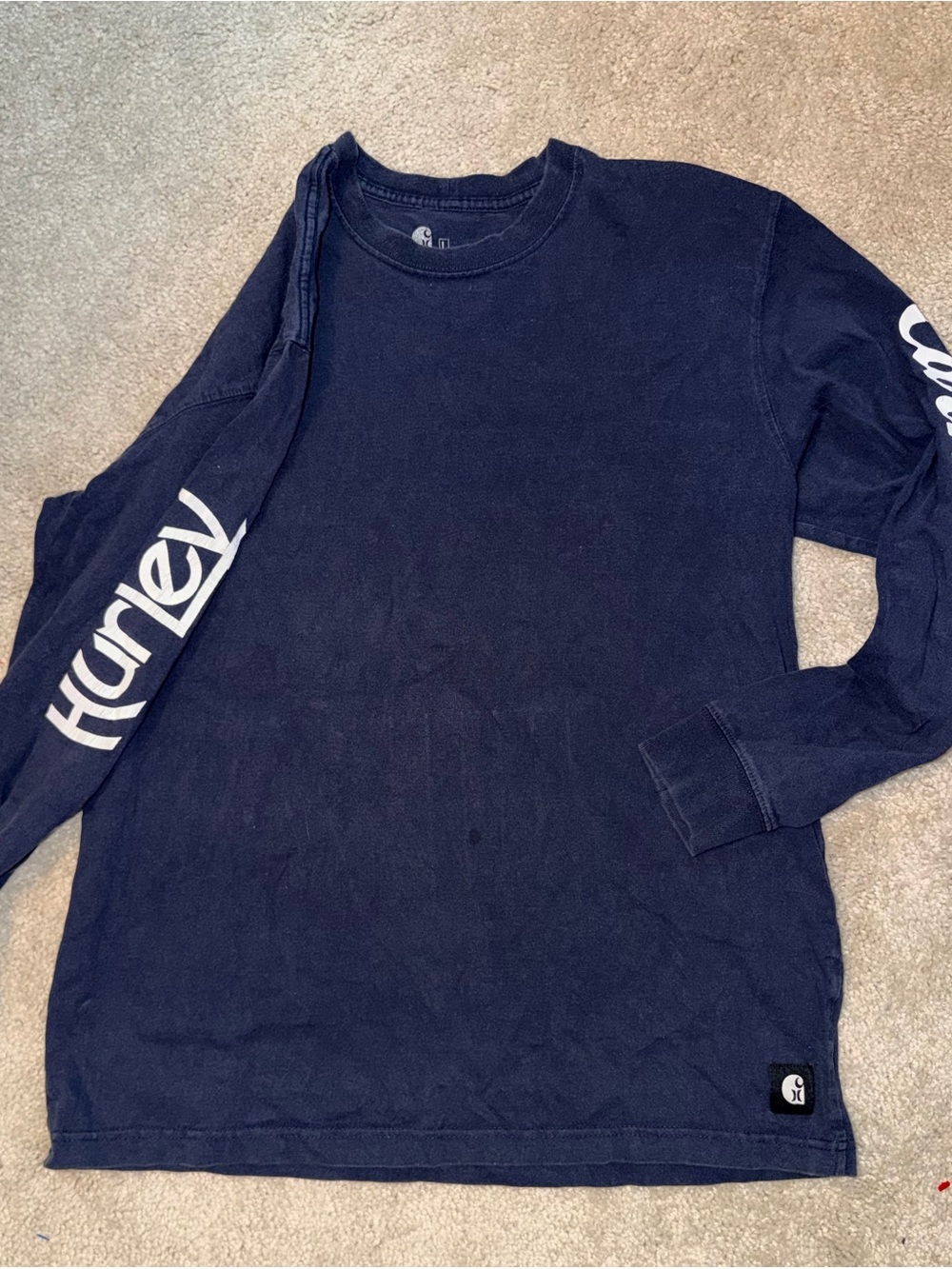 Vintage Carhartt X Hurley Men's Long-Sleeve Tshirt  in Navy Large